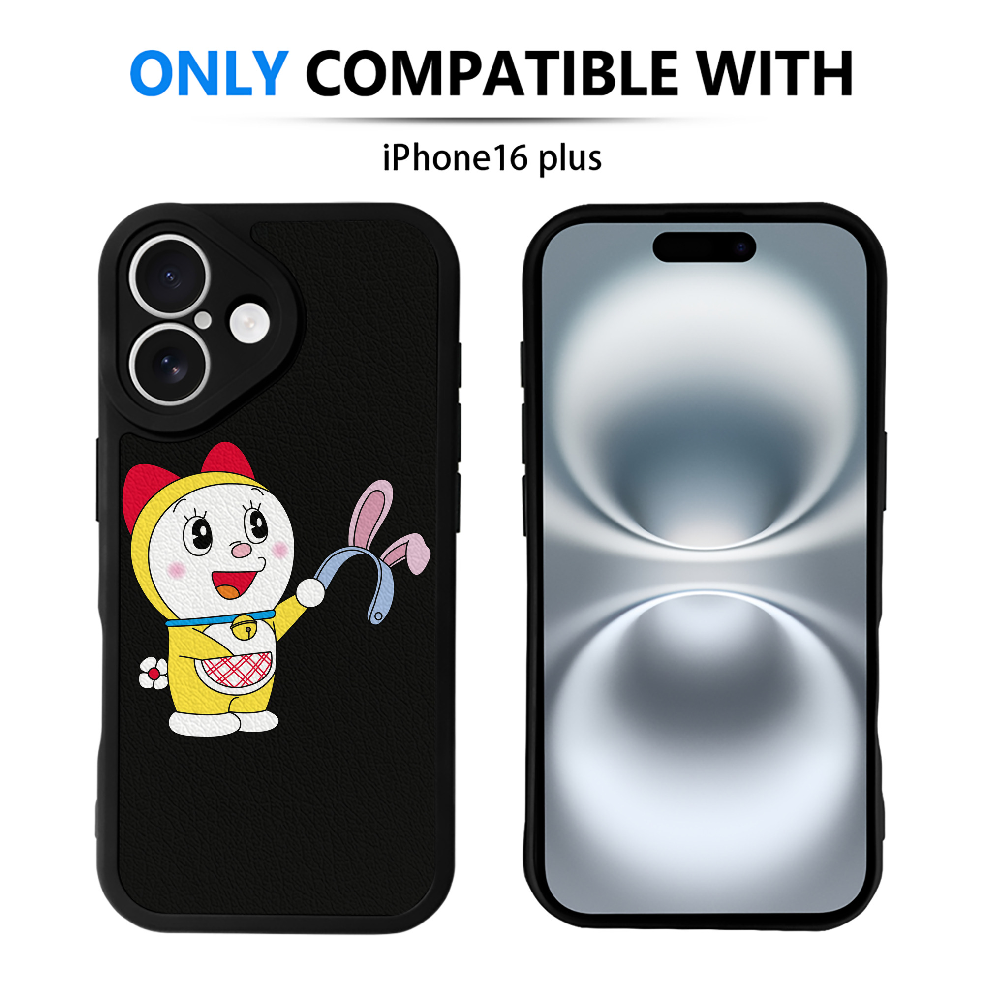 （画像用） ドラえもん ドラミ Doraemon Dorami 【iPhone 16シリーズ対応】シリコンスマホケース（レザー調） 材質：シリコン